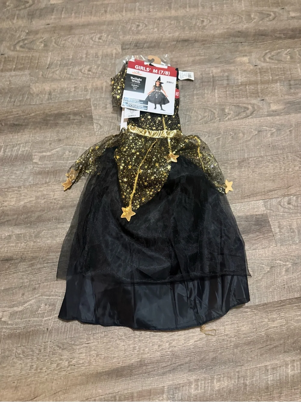 Girls' Twilight Witch Costume - Black & Gold size 6, 7/8, 10/12 available
